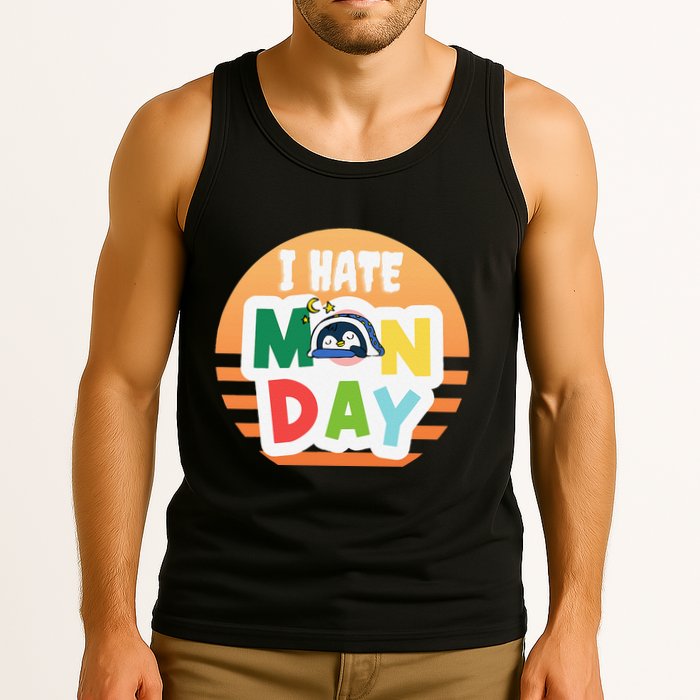 I Hate Monday Little Penguin Sleeping Working Day Design Tank Top