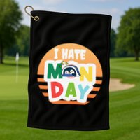 I Hate Monday Little Penguin Sleeping Working Day Design Golf Towel