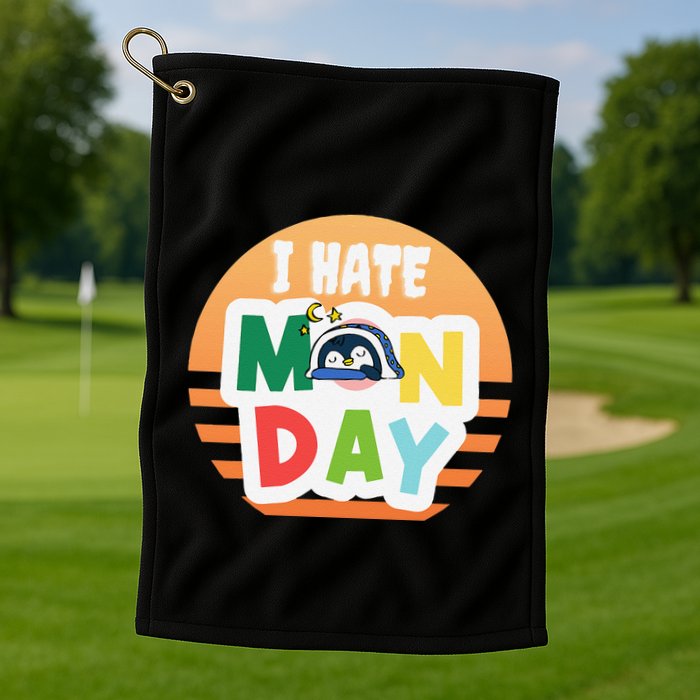 I Hate Monday Little Penguin Sleeping Working Day Design Golf Towel