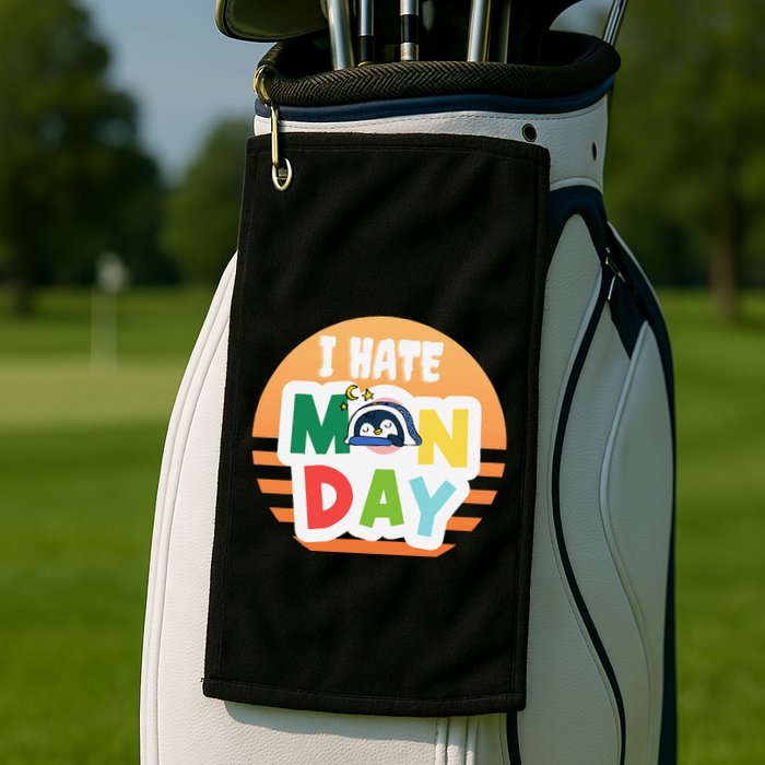 I Hate Monday Little Penguin Sleeping Working Day Design Golf Towel