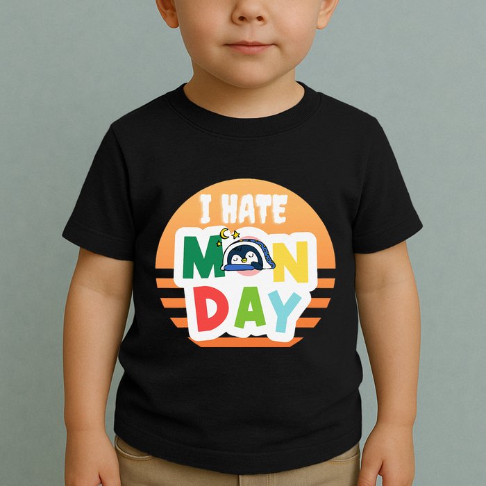 I Hate Monday Little Penguin Sleeping Working Day Design Toddler T-Shirt