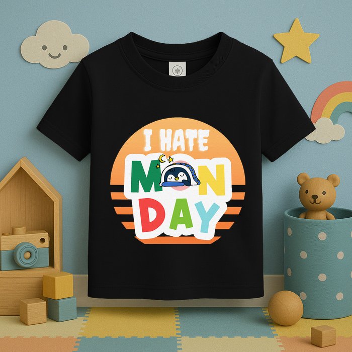 I Hate Monday Little Penguin Sleeping Working Day Design Toddler T-Shirt