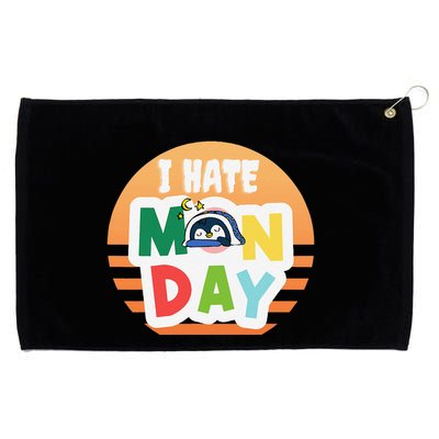 I Hate Monday Little Penguin Sleeping Working Day Design Grommeted Golf Towel