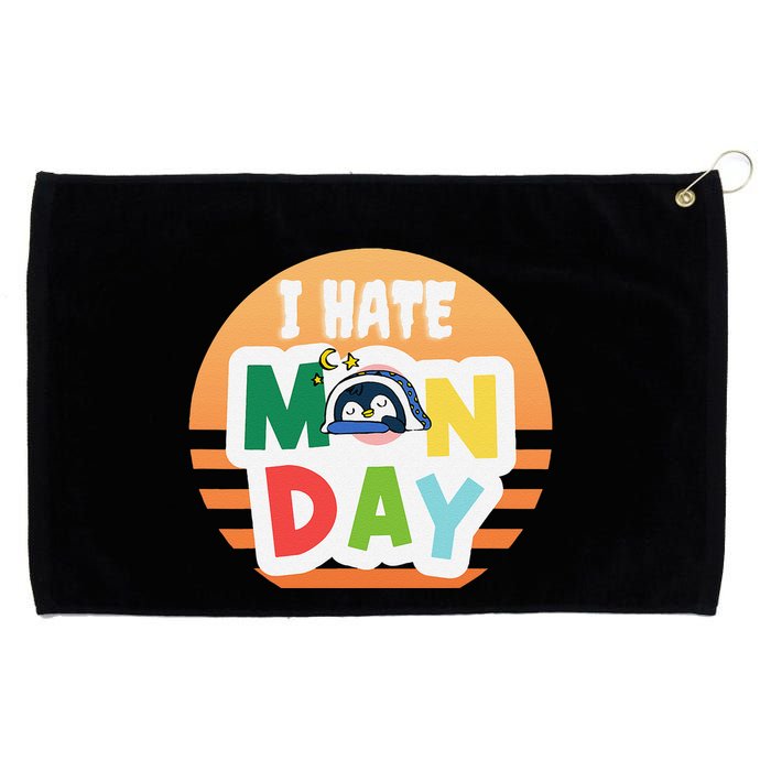 I Hate Monday Little Penguin Sleeping Working Day Design Grommeted Golf Towel
