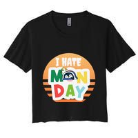 I Hate Monday Little Penguin Sleeping Working Day Design Crop Top