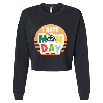 I Hate Monday Little Penguin Sleeping Working Day Design Cropped Pullover Crew