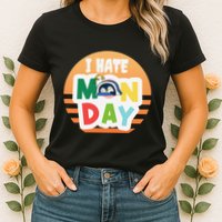 I Hate Monday Little Penguin Sleeping Working Day Design Womens T-Shirt