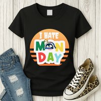 I Hate Monday Little Penguin Sleeping Working Day Design Womens T-Shirt