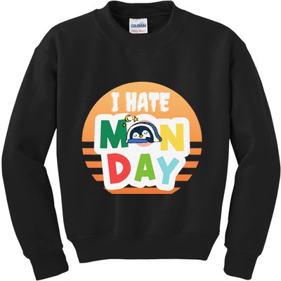 I Hate Monday Little Penguin Sleeping Working Day Design Kids Sweatshirt