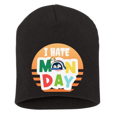 I Hate Monday Little Penguin Sleeping Working Day Design Short Acrylic Beanie