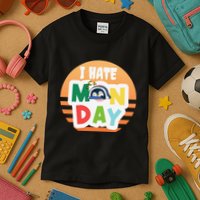 I Hate Monday Little Penguin Sleeping Working Day Design Kids T-Shirt