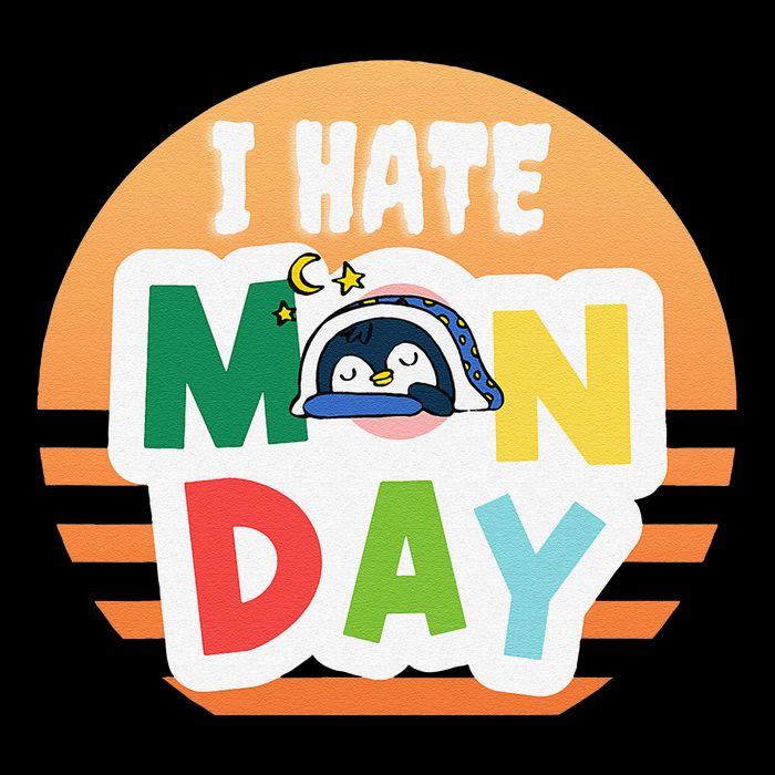 I Hate Monday Little Penguin Sleeping Working Day Design Kids T-Shirt