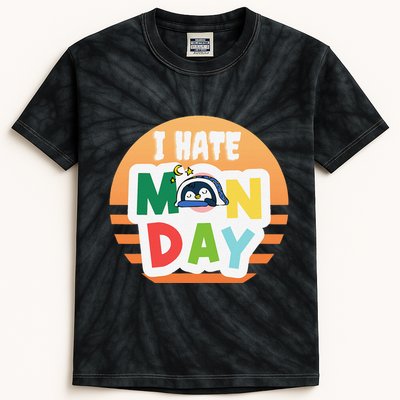 I Hate Monday Little Penguin Sleeping Working Day Design Kids Tie-Dye T-Shirt