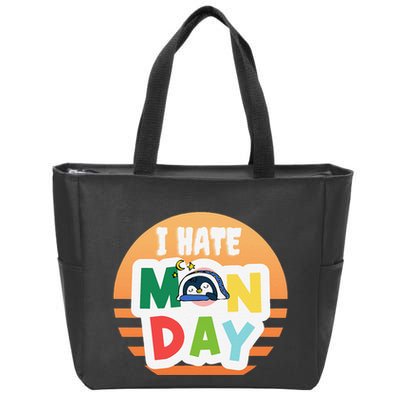 I Hate Monday Little Penguin Sleeping Working Day Design Zip Tote Bag