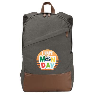 I Hate Monday Little Penguin Sleeping Working Day Design Cotton Canvas Backpack