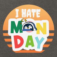 I Hate Monday Little Penguin Sleeping Working Day Design Cotton Canvas Backpack