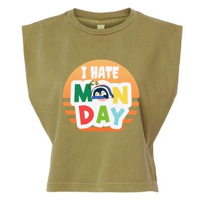 I Hate Monday Little Penguin Sleeping Working Day Design Garment-Dyed Women's Muscle Tee