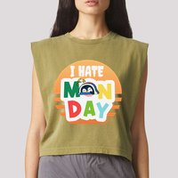 I Hate Monday Little Penguin Sleeping Working Day Design Garment-Dyed Women's Muscle Tee