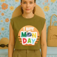 I Hate Monday Little Penguin Sleeping Working Day Design Garment-Dyed Women's Muscle Tee