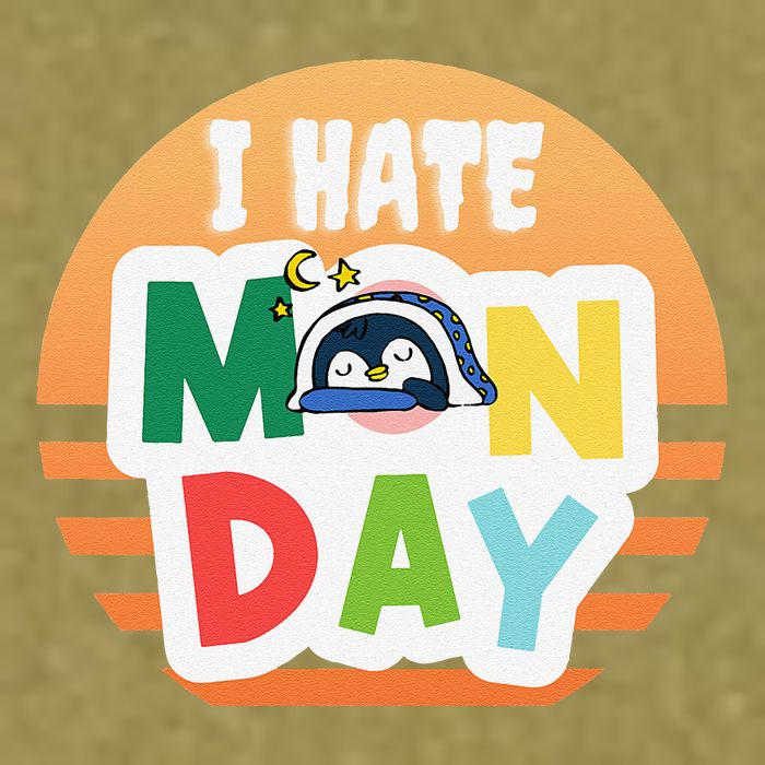 I Hate Monday Little Penguin Sleeping Working Day Design Garment-Dyed Women's Muscle Tee