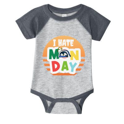 I Hate Monday Little Penguin Sleeping Working Day Design Infant Baby Jersey Bodysuit
