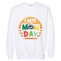 I Hate Monday Little Penguin Sleeping Working Day Design Garment-Dyed Sweatshirt