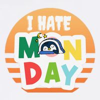I Hate Monday Little Penguin Sleeping Working Day Design Garment-Dyed Sweatshirt