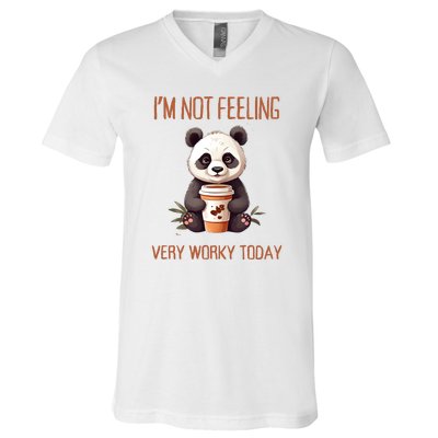 I Hate Mornings Panda V-Neck T-Shirt