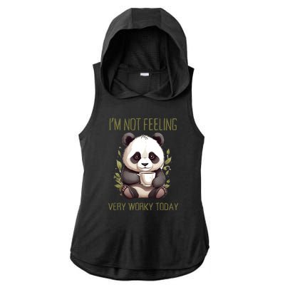 I Hate Mornings Panda Ladies PosiCharge Tri-Blend Wicking Draft Hoodie Tank