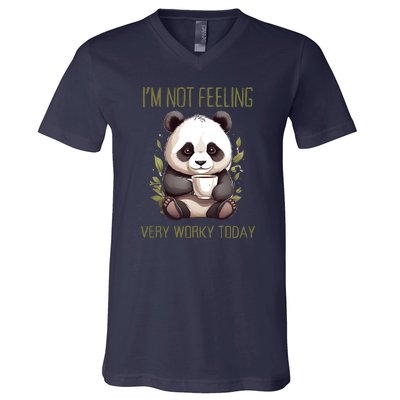 I Hate Mornings Panda V-Neck T-Shirt