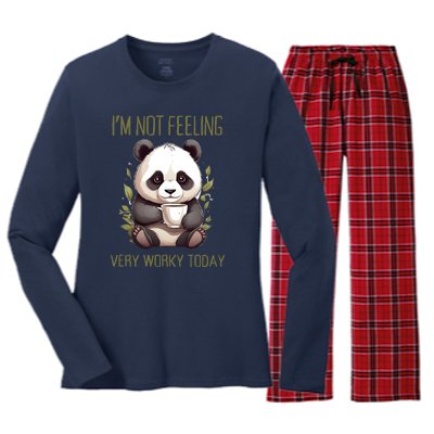 I Hate Mornings Panda Women's Long Sleeve Flannel Pajama Set 