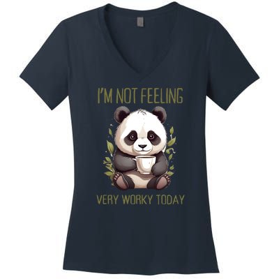 I Hate Mornings Panda Women's V-Neck T-Shirt