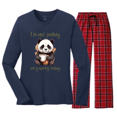 I Hate Mornings Panda Women's Long Sleeve Flannel Pajama Set 