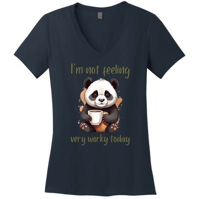 I Hate Mornings Panda Women's V-Neck T-Shirt