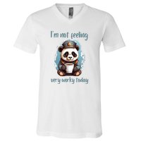 I Hate Mornings Panda V-Neck T-Shirt