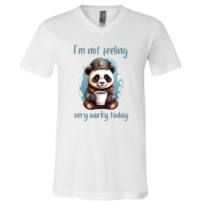 I Hate Mornings Panda V-Neck T-Shirt