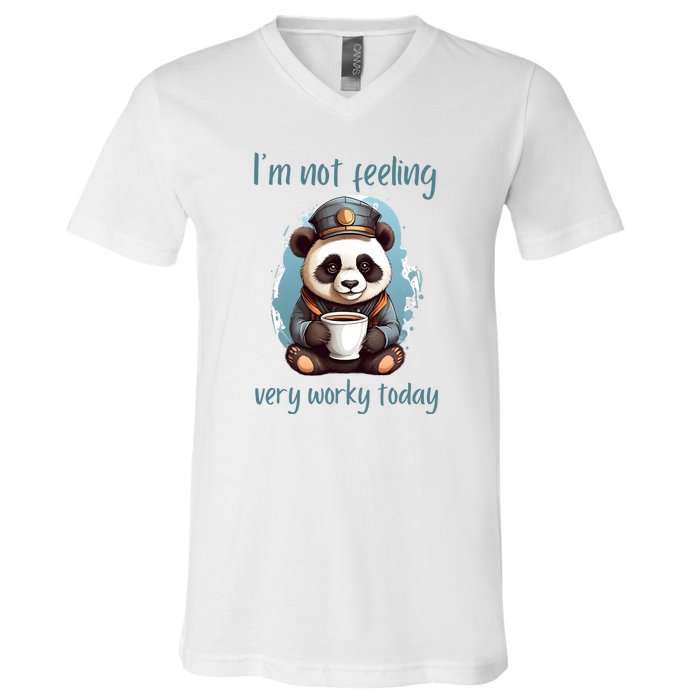 I Hate Mornings Panda V-Neck T-Shirt