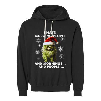 I Hate Morning People Cat Lover Christmas costume Garment-Dyed Fleece Hoodie