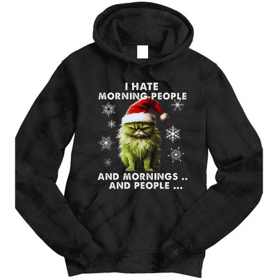 I Hate Morning People Cat Lover Christmas costume Tie Dye Hoodie