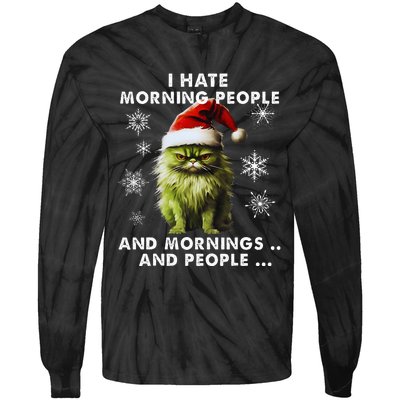 I Hate Morning People Cat Lover Christmas costume Tie-Dye Long Sleeve Shirt