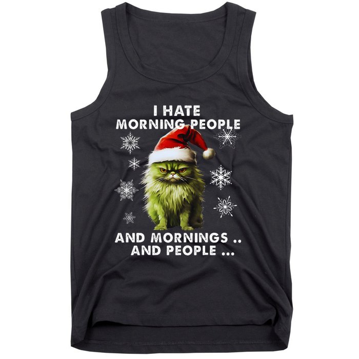 I Hate Morning People Cat Lover Christmas costume Tank Top