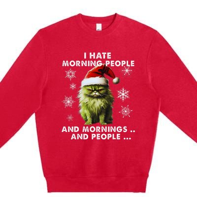 I Hate Morning People Cat Lover Christmas costume Premium Crewneck Sweatshirt