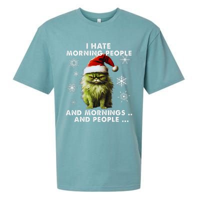 I Hate Morning People Cat Lover Christmas costume Sueded Cloud Jersey T-Shirt