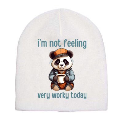 I Hate Mornings Panda Short Acrylic Beanie