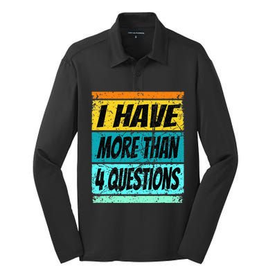 I Have More Than Four Questions Passover Silk Touch Performance Long Sleeve Polo