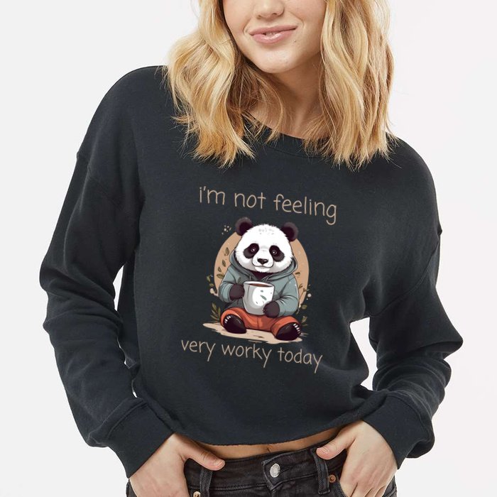 I Hate Mornings Panda Cropped Pullover Crew