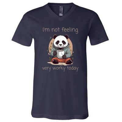 I Hate Mornings Panda V-Neck T-Shirt