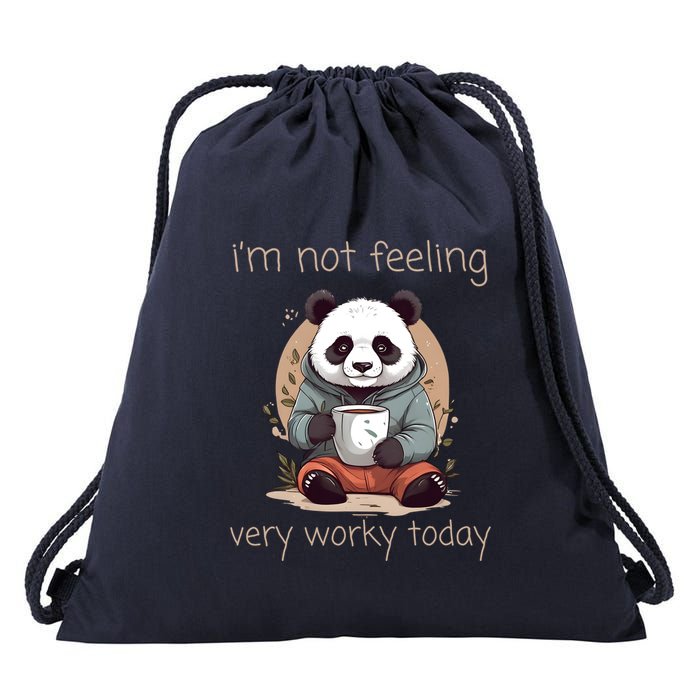 I Hate Mornings Panda Drawstring Bag