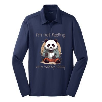 I Hate Mornings Panda Silk Touch Performance Long Sleeve Polo