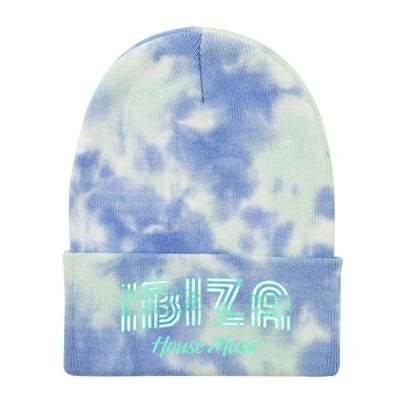 Ibiza House Music Teal Ibiza Spain Music Gift Tie Dye 12in Knit Beanie